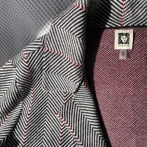 Anne Klein Black and White Herringbone Jacket with Red AccentsNWOT